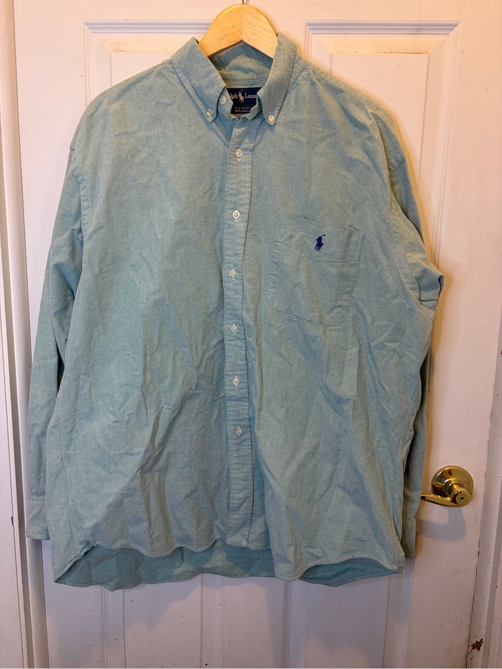 Ralph Lauren Light Blue Button-Down Big Shirt Pony Pocket